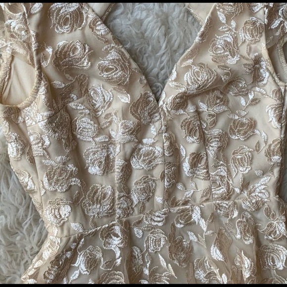 Lulu’s Jacqueline Champagne Floral Embroidered Backless Midi Dress - Picture 9 of 12